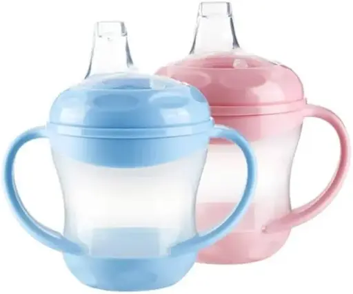 [908] True Gold cup with silicon spout 2 Handles & cover 160ml 6m+ 9100