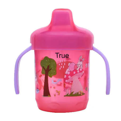 [810] True Non spill Hard spout cup age 9m+ 260ml with handles & cover 4135